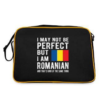 Proud Romanian Romania Flag Of Romanian Origin - Retro Bag - black/gold - Back
