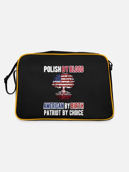 Demi-pôle Moitié Américain Usa Pologne Drapeau - Sac Retro - noir/or - Dos