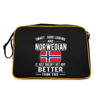 Norwegian Norway Flag Norwegian origin - Retro Bag - black/gold - Back