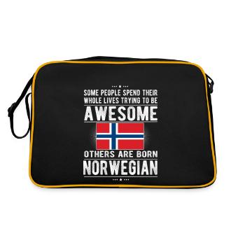 Norwegian Norway Flag Norwegian origin - Retro Bag - black/gold - Back