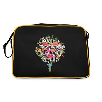 Stolze Bonus-Oma Beste Stiefgroßmutter Geschenk - Retro Tasche - Schwarz/Gold - Hinten