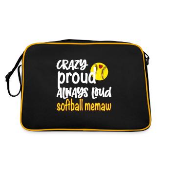 Memaw Grandma By Softball Player Softball Memaw - Retro Bag - black/gold - Back