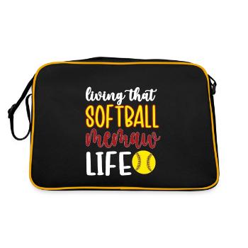 Memaw Grandma By Softball Player Softball Memaw - Retro Bag - black/gold - Back