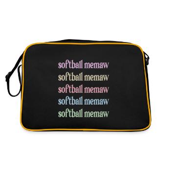 Memaw Grandma By Softball Player Softball Memaw - Retro Bag - black/gold - Back
