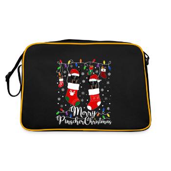 Miniature Pinscher Christmas Min Pin Xmas Gifts - Retro Tasche - Schwarz/Gold - Hinten