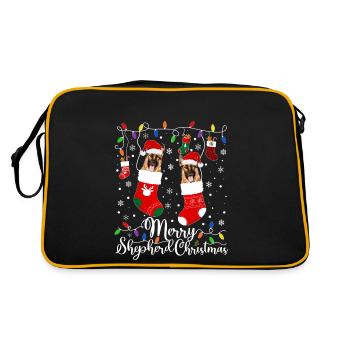 German Shepherd Christmas German Shepherd Xmas - Retro Tasche - Schwarz/Gold - Hinten