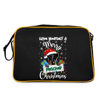 Miniature Pinscher Christmas Min Pin Xmas Gifts - Retro Tasche - Schwarz/Gold - Hinten