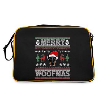 Miniature Pinscher Ugly Christmas Min Pin Xmas - Retro Tasche - Schwarz/Gold - Hinten
