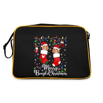 Beagle Christmas Party Beagle Dog Xmas Gifts - Retro Tasche - Schwarz/Gold - Hinten