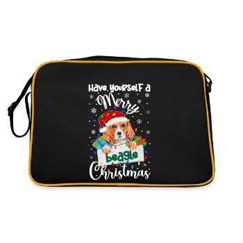 Beagle Christmas Party Beagle Dog Xmas Gifts - Retro Tasche - Schwarz/Gold - Hinten