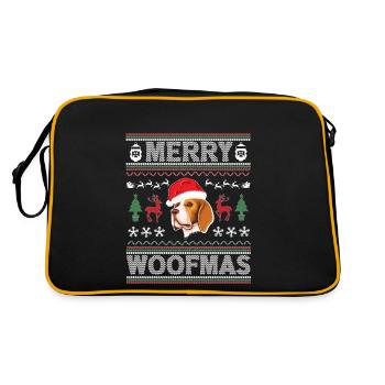 Beagle Ugly Christmas Beagle Dog Xmas Party - Retro Tasche - Schwarz/Gold - Hinten