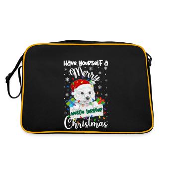 Westie Weihnacht Goldener Hunde Geschenk - Retro Tasche - Schwarz/Gold - Hinten