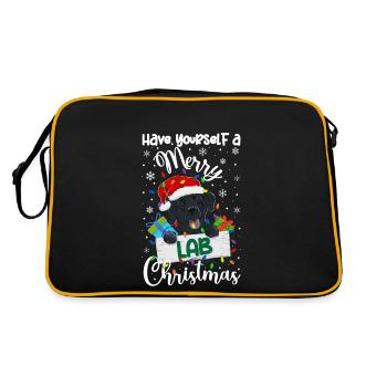 Labrador Weihnacht Goldener Hunde Geschenk - Retro Tasche - Schwarz/Gold - Hinten