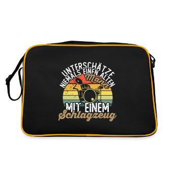 Unterschätze niemals einen alten Mann - Schlagzeug - Retro Tasche - Schwarz/Gold - Hinten