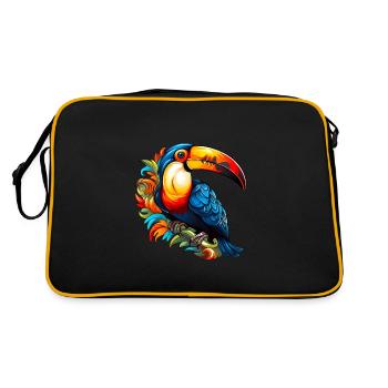 Toucan sur feuilles panachées - Sac Retro - noir/or - Dos