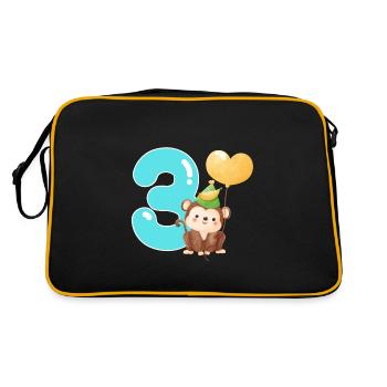 3. Geburtstag. Drei Jahre Geschenk - Retro Tasche - Schwarz/Gold - Hinten