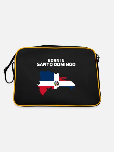 Dominikanische Republik - Retro Tasche - Schwarz/Gold - Hinten