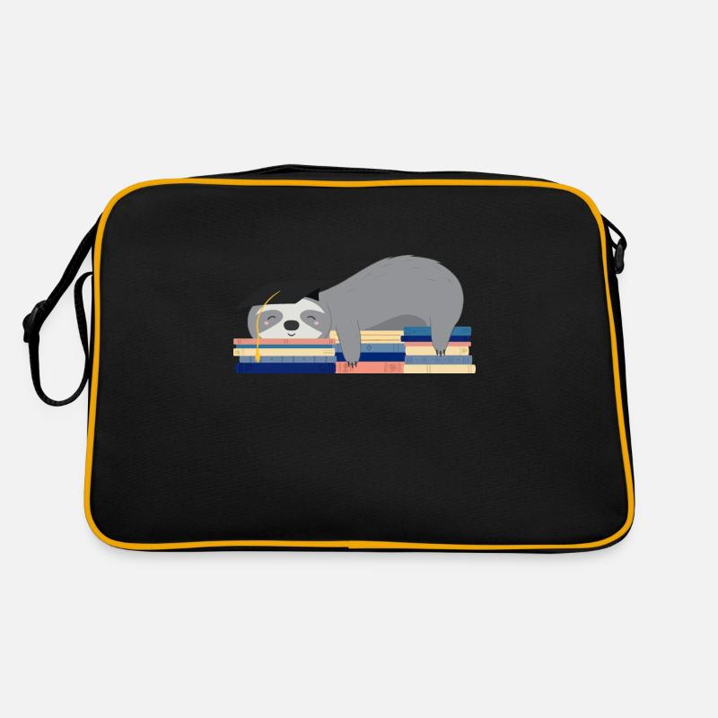 Schlafendes Faultier mit Hut nach dem Abschluss - Retro Tasche - Schwarz/Gold