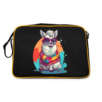 Super Cute Lama Mascot T-Shirt Design - Retro Bag - black/gold - Back