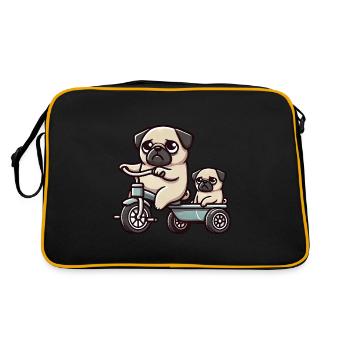 Pug on Tricycle Pendant Friendship Funny - Retro Bag - black/gold - Back