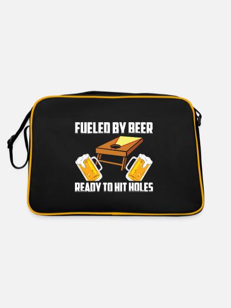 Cornhole Spieler Cornholer Team Sackloch Sport - Retro Tasche - Schwarz/Gold - Hinten