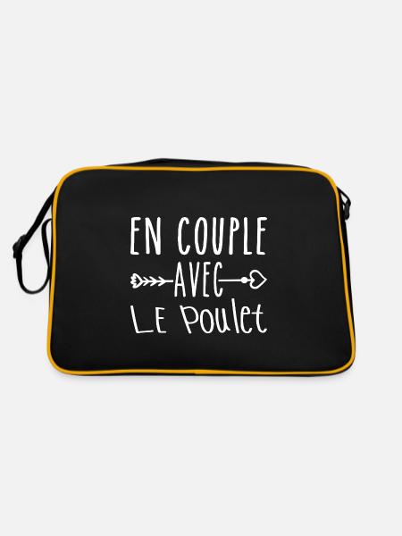 Couples with Chicken, Chicken Fans Gift - Retro Bag - black/gold - Back
