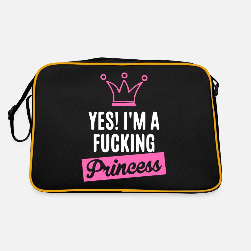Ich bin eine PRINZESSIN!!! - Retro Tasche - Schwarz/Gold