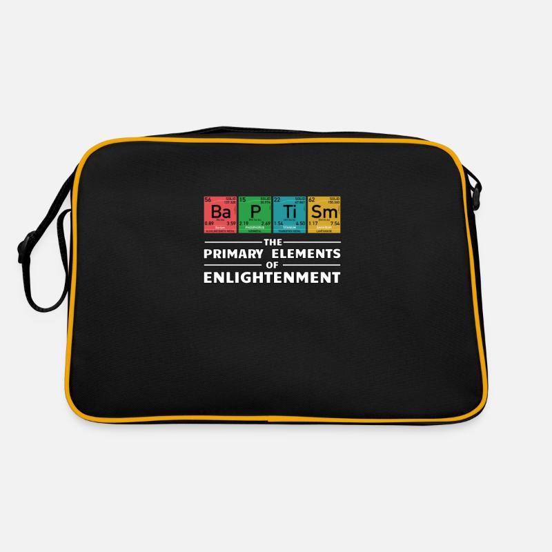 Nerd Geek funny christian elements Baptism - Retro Tasche - Schwarz/Gold