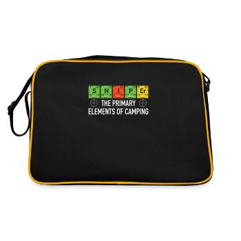 Nerd geek gamer sniper camping funny elements - Retro Bag - black/gold - Back