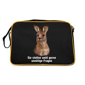 Sie stellen wohl gerne unnötige Fragen Känguru - Retro Tasche - Schwarz/Gold - Hinten