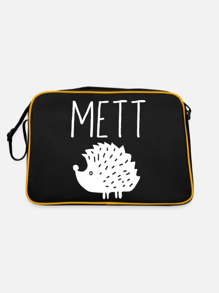 Mettigel Mett Igel Hackfleisch Fleischesser Hackk - Retro Tasche - Schwarz/Gold - Hinten