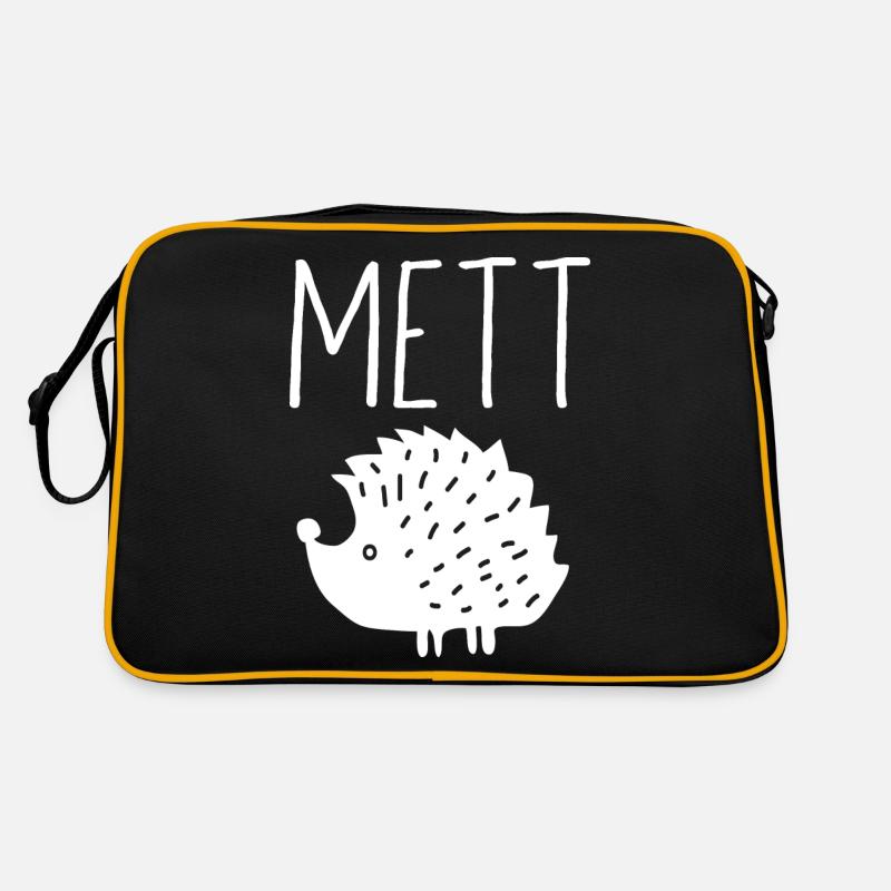 Mettigel Mett Igel Hackfleisch Fleischesser Hackk - Retro Tasche - Schwarz/Gold