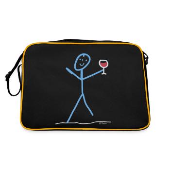 Wine drink stick man enjoyment gourmet - Retro Bag - black/gold - Back
