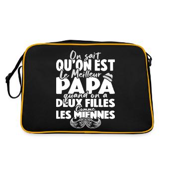 Meilleur Papa Avec Deux Filles Comme Les Miennes - Sac Retro - noir/or - Dos