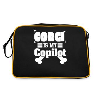 Corgi is my copilot dog breed Kawai Bones - Retro Bag - black/gold - Back