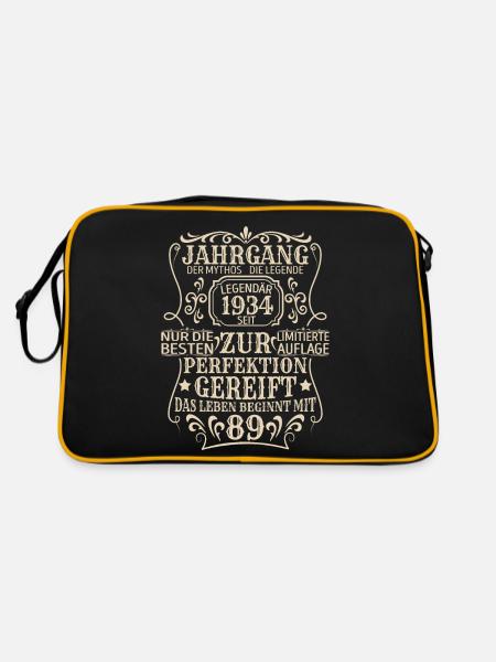 Geburtstagsgeschenk Geboren 1934 89 Jahre - Retro Tasche - Schwarz/Gold - Hinten