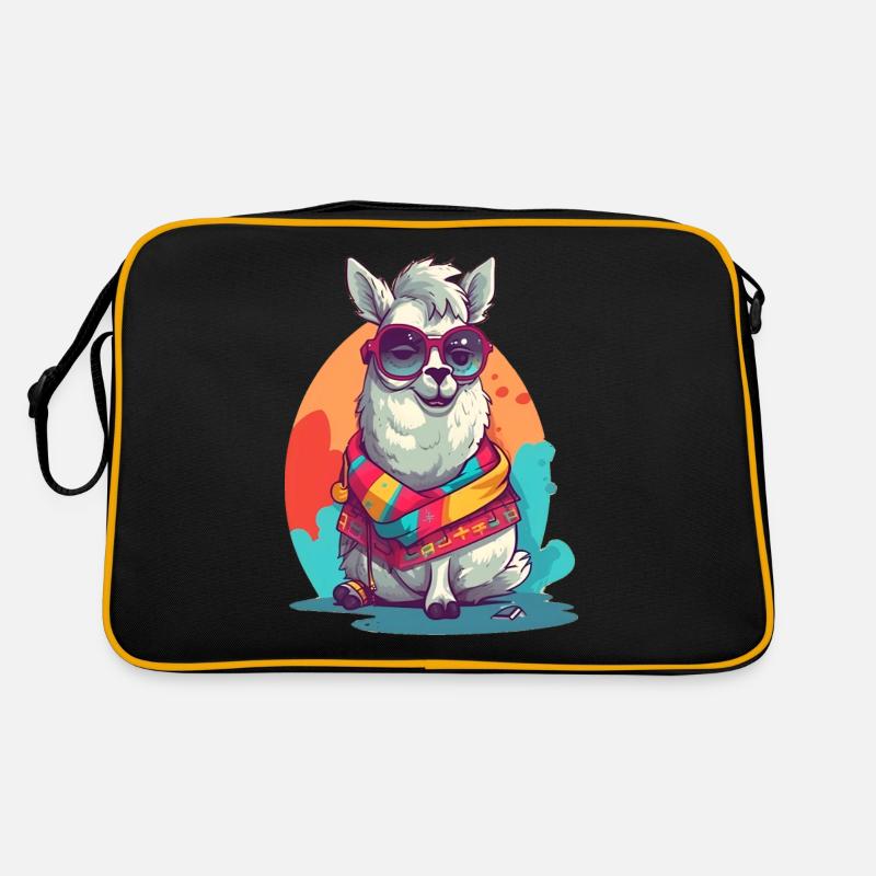 Pas de drame, juste du lama ! - Sac Retro - noir/or