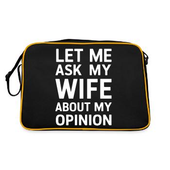 Lass mich meine Frau nach meiner Meinung fragen Lustig - Retro Tasche - Schwarz/Gold - Hinten