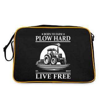 Cool Tractor, Born to Farm, Plow Hard, Live Free - Retro Bag - black/gold - Back