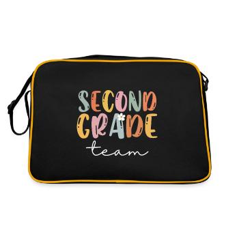 Team Second Grade 2nd Grade School Teacher Gift - Retro Bag - black/gold - Back