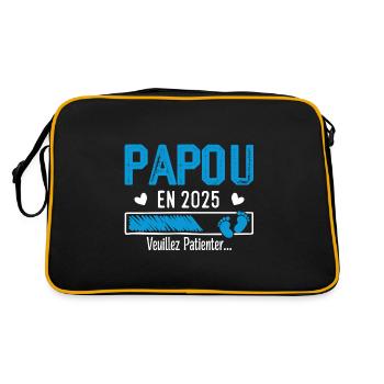 Papou en 2025 cadeau futur Papy - Sac Retro - noir/or - Dos