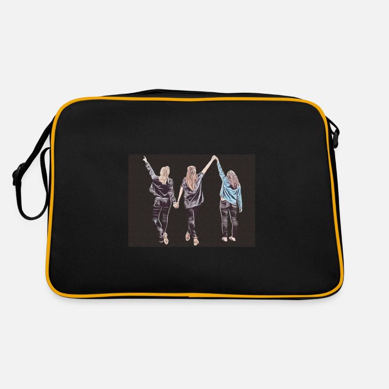 Design three girlfriends in pop art style dark Retro Bag