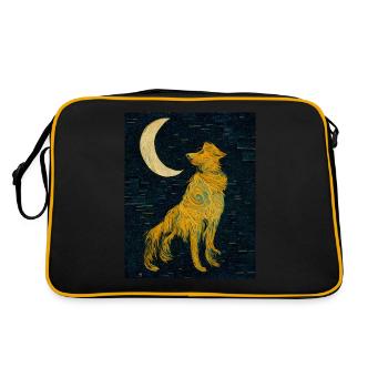 Hund Mond Gemälde - Retro Tasche - Schwarz/Gold - Hinten