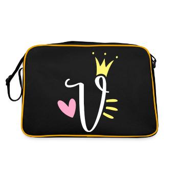 Letter V Initial Letter Crown - Retro Bag - black/gold - Back