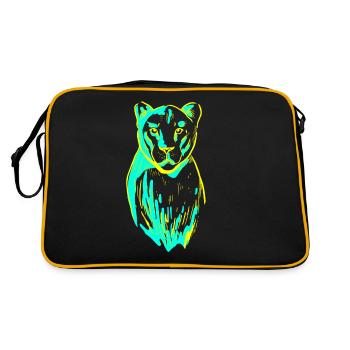 Tiger lion cat cats wild animals leopard - Retro Bag - black/gold - Back