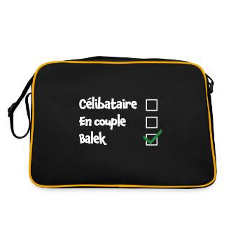 Célibataire - En couple - Balek V - Humour amour - Sac Retro - noir/or - Dos