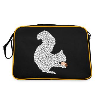 Squirrels from nuts with nut in the paw - Retro Bag - black/gold - Back