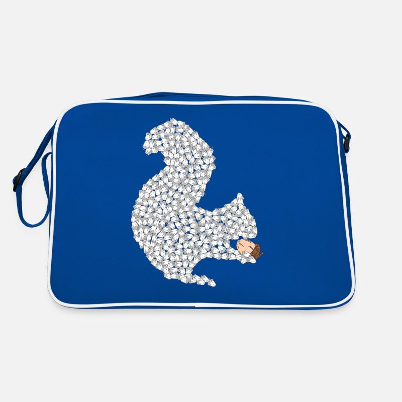 Eichhörnchen aus Nüssen mit Nuß in der Pfote Retro Tasche