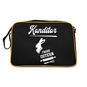 Konditor Frohe Ostern Ostergeschenk Konditorei - Retro Tasche - Schwarz/Gold - Hinten