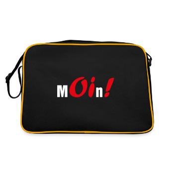 Moin Oi! Nord Punk Skinhead Funny nordisch - Retro Tasche - Schwarz/Gold - Hinten